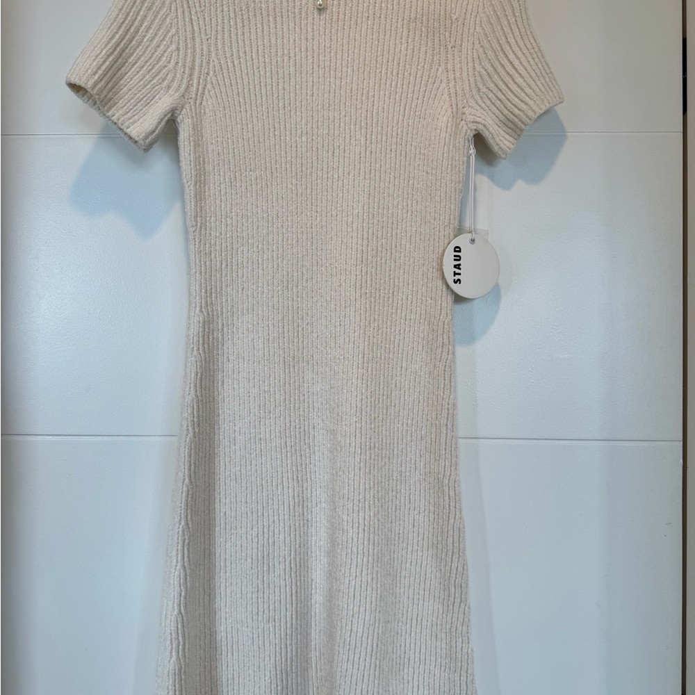 STAUD Off-White Dylan Midi Dress
